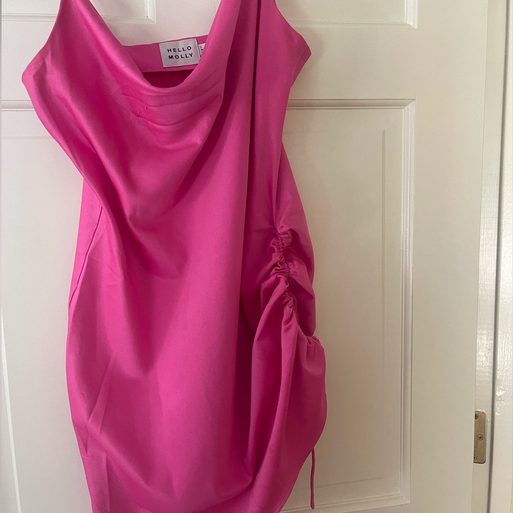 Hot pink silk mini dress